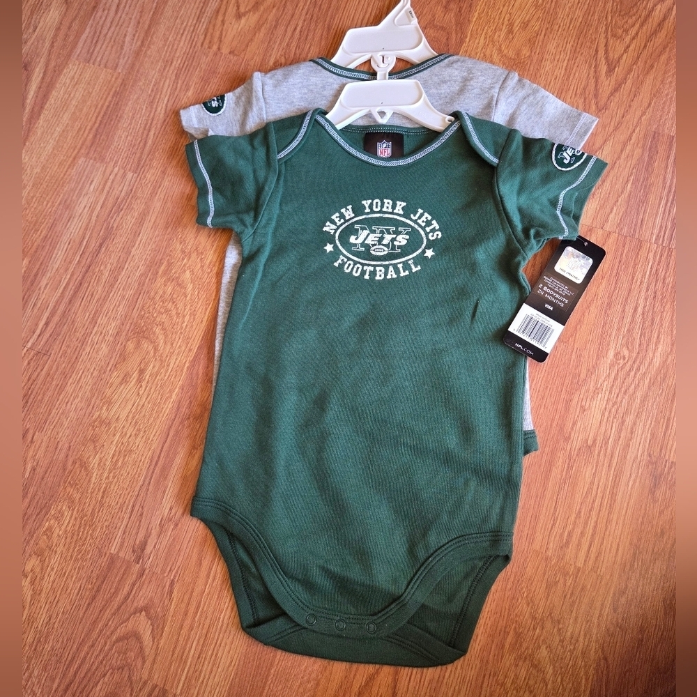NY Jets Baby 24M Bodysuit 2pc NFL NWT 100% Cotton Football Athletic